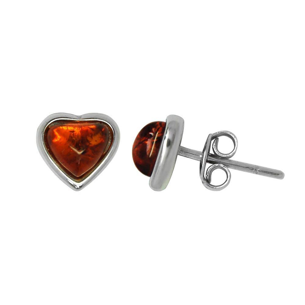 Silver & Amber Heart Earrings - Goldmajor-Ogham Jewellery
