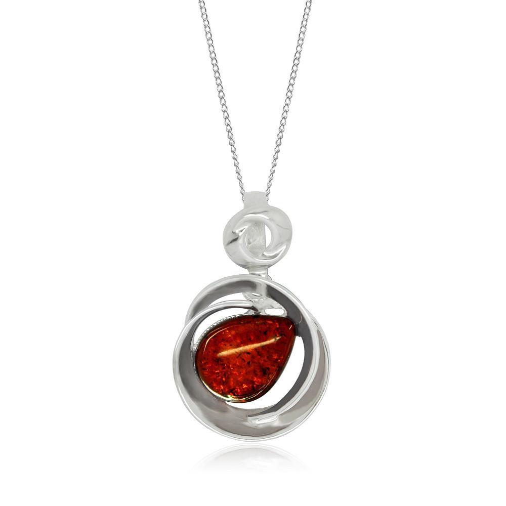 Silver & Amber Pendant - Goldmajor-Ogham Jewellery