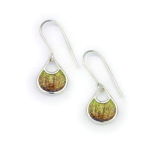 Silver and Enamel Earth Drop Earrings (3 colours) EE417-Ogham Jewellery