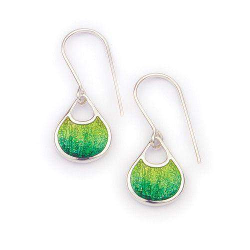 Silver and Enamel Earth Drop Earrings (3 colours) EE417-Ogham Jewellery