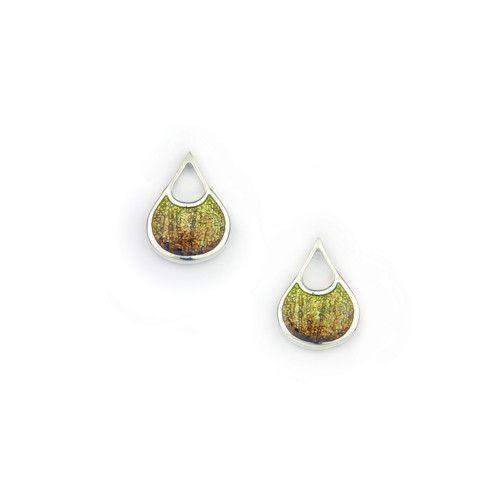 Silver and Enamel Earth Stud Earrings (3 colours) EE418-Ogham Jewellery