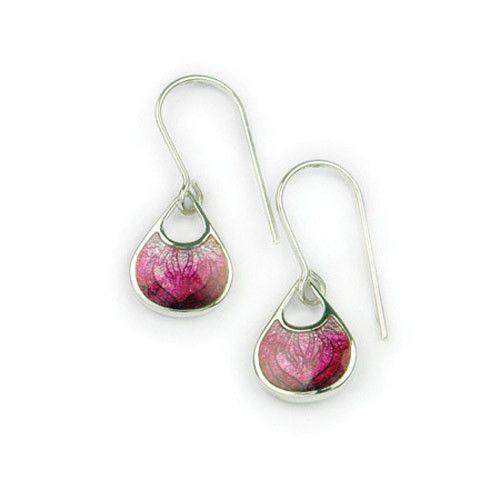 Silver and Enamel Fire Drop Earrings (3 colours) EE415-Ogham Jewellery