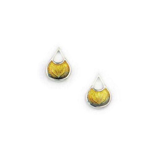 Silver and Enamel Fire Stud Earrings (3 colours) EE416-Ogham Jewellery