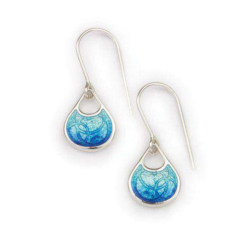 Silver and Enamel Water Drop Earrings EE419-Ogham Jewellery