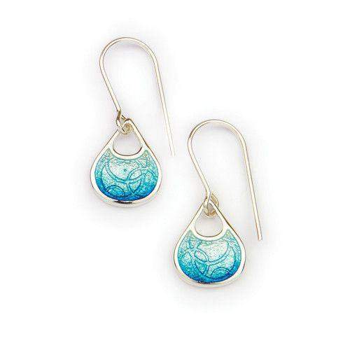 Silver and Enamel Water Drop Earrings EE419-Ogham Jewellery