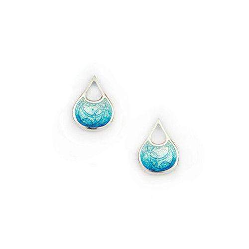 Silver and Enamel Water Stud Earrings (3 colours) EE420-Ogham Jewellery