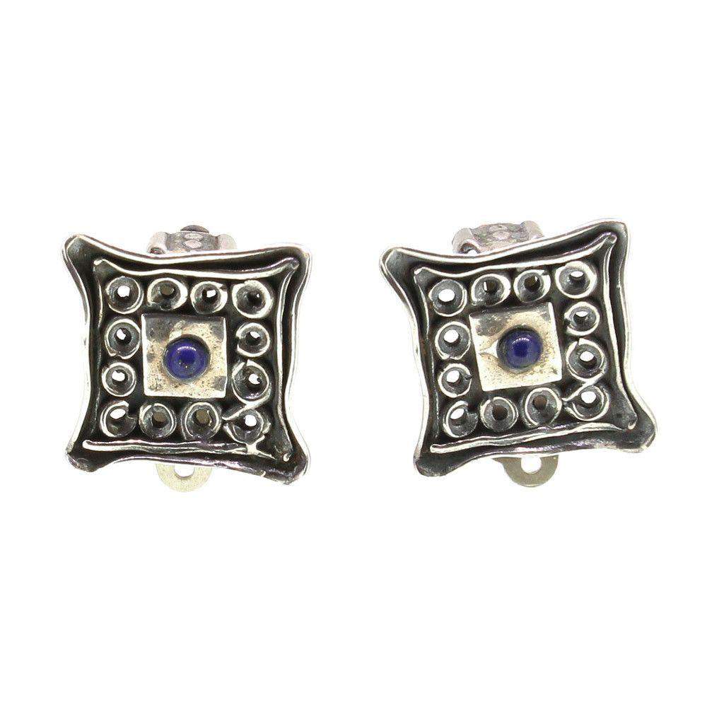 Silver And Lapis lazuli Clip On Earrings - 33261-Ogham Jewellery