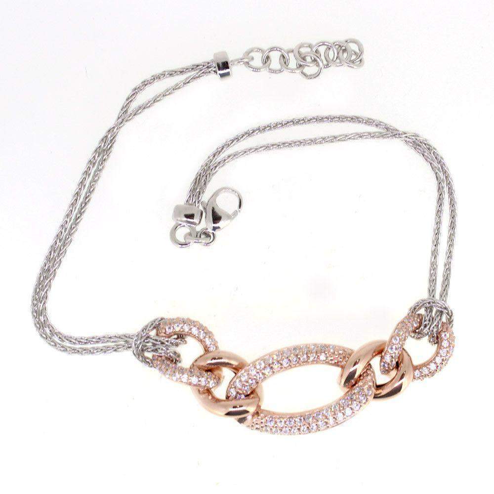 Silver and Rose Gold Plate Designer Beacelet -SB1030-Ogham Jewellery