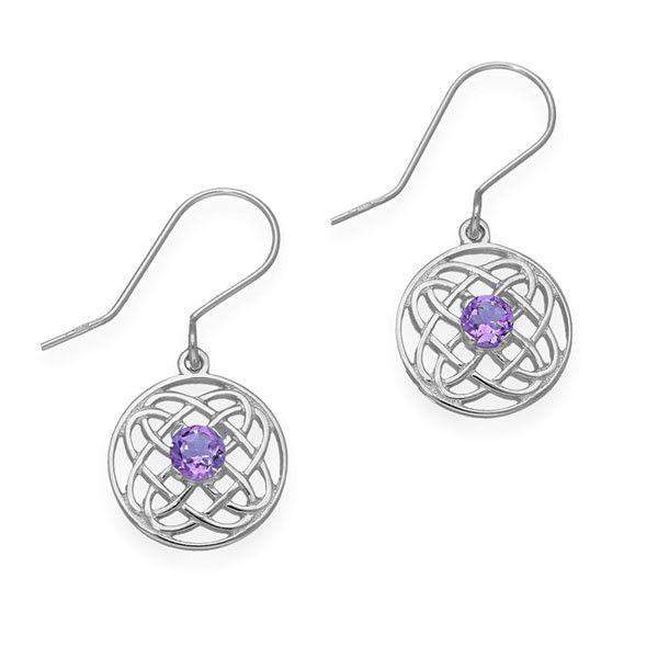 Silver Celtic Earrings with Amethyst - CE393-Ogham Jewellery