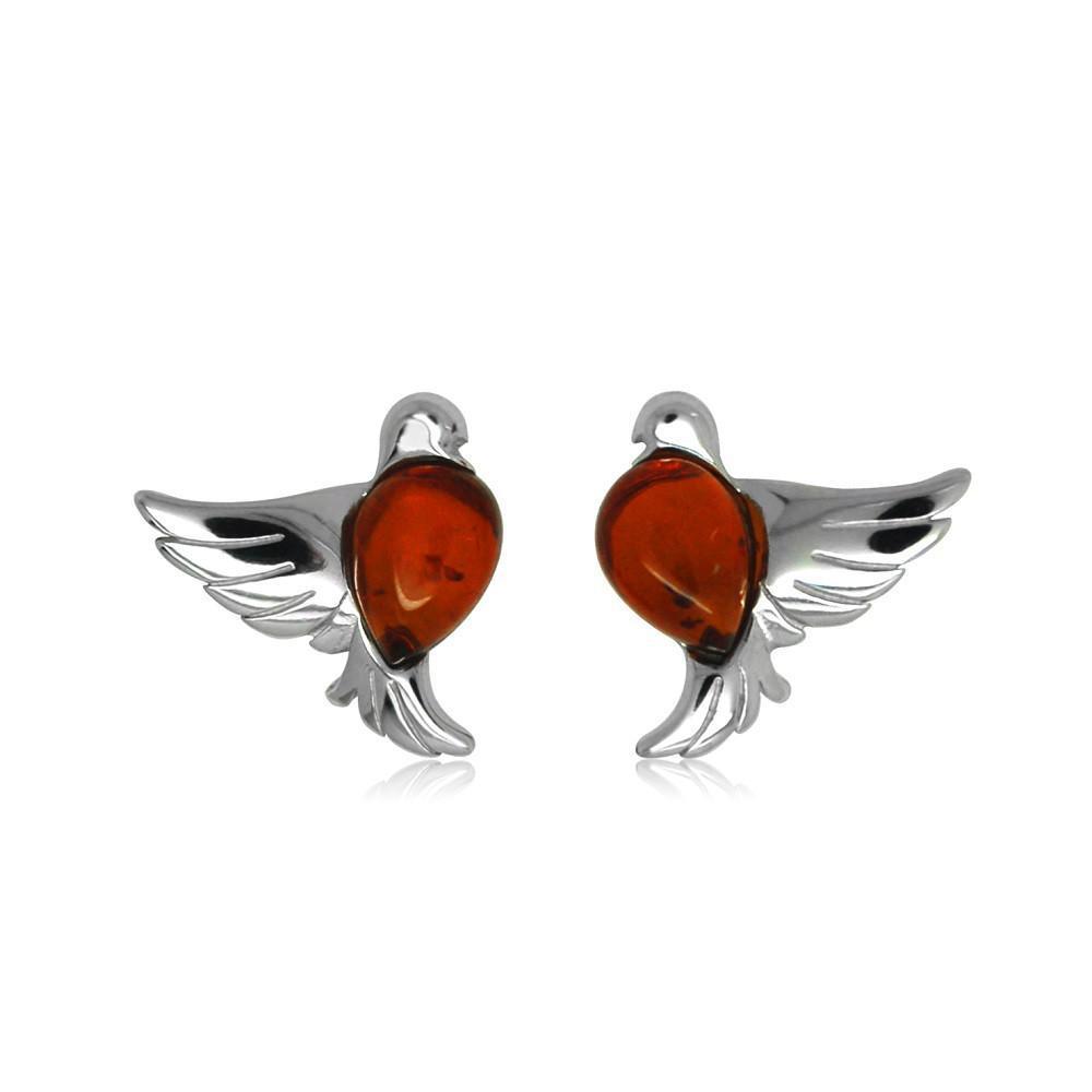 Silver & Dove Amber Earrings - Goldmajor-Ogham Jewellery