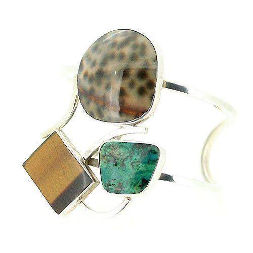 Silver & Gemstones Bangle 13343-Ogham Jewellery