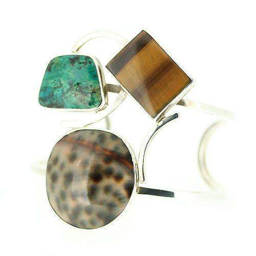 Silver & Gemstones Bangle 13343-Ogham Jewellery