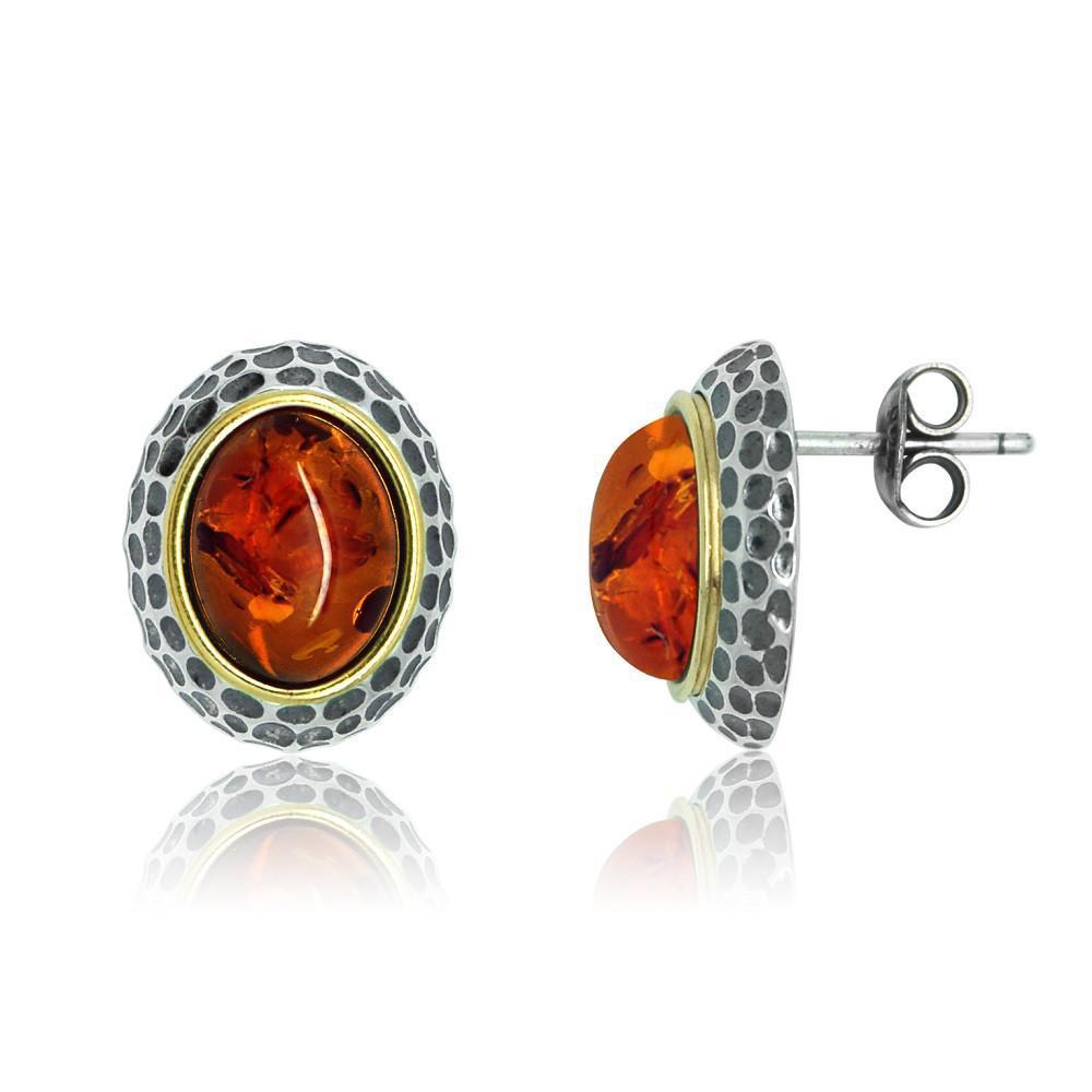Silver & Gold Plate Amber Earrings - Goldmajor-Ogham Jewellery