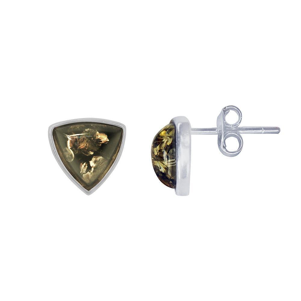 Silver & Green Amber Earrings - Goldmajor-Ogham Jewellery