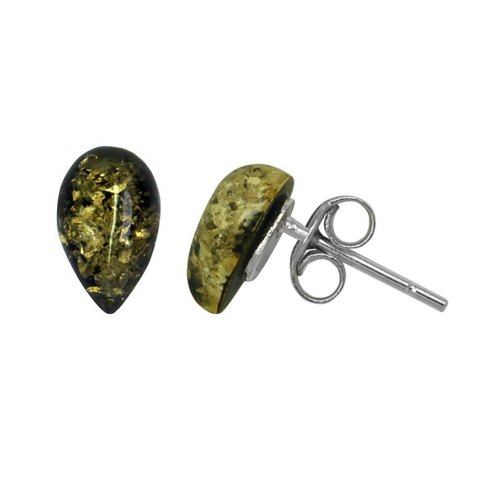 Silver & Green Amber Earrings - Goldmajor-Ogham Jewellery