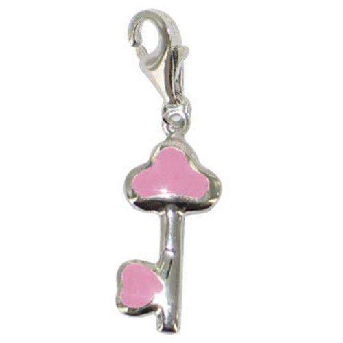 Silver Key Charm with Pink-Ogham Jewellery
