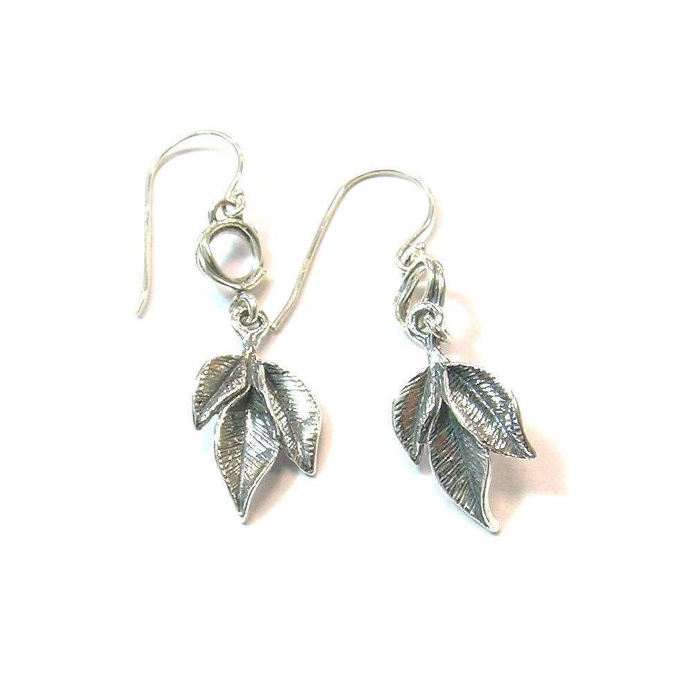 Silver leaf shaped earrings hotsell