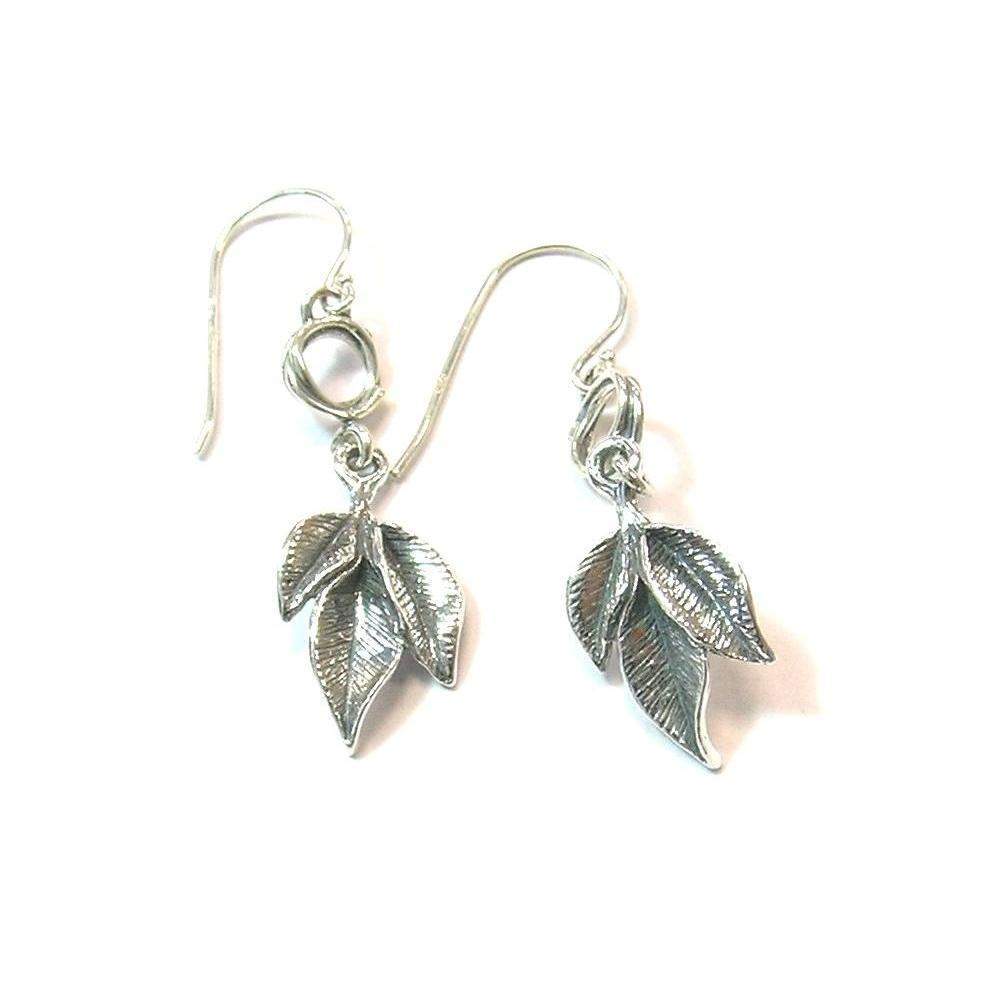 Silver Leaf Drop Earrings E7343-3-Ogham Jewellery