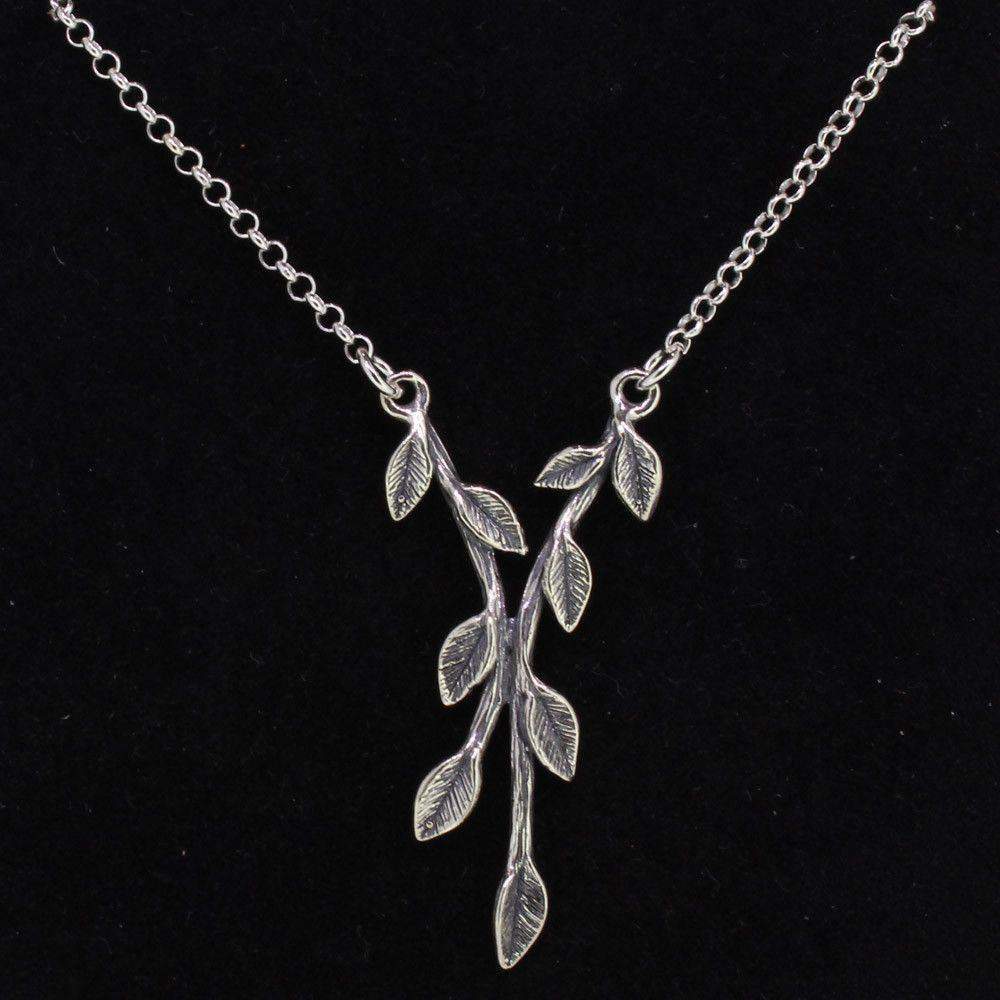 Silver Leaf Necklace N9221-Ogham Jewellery