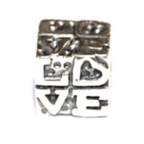Silver Love Cube Bead-Ogham Jewellery