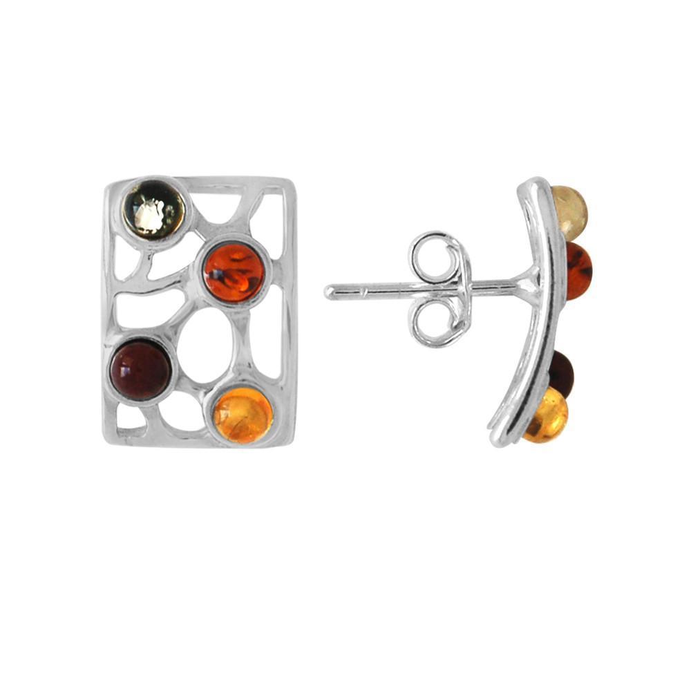 Silver & Multi-coloured Amber Earrings - Goldmajor-Ogham Jewellery