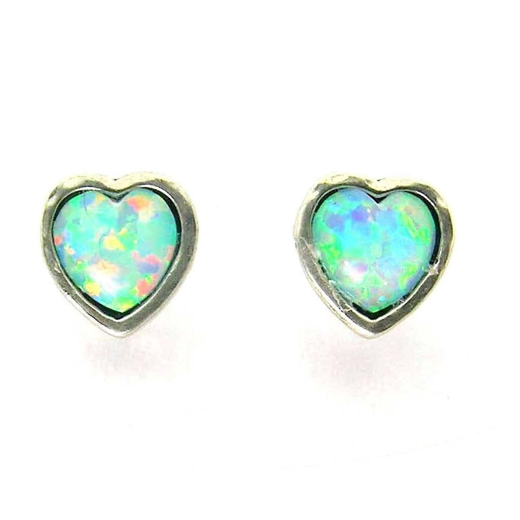 Silver & Opaline Heart Stud Earrings E4393-Ogham Jewellery