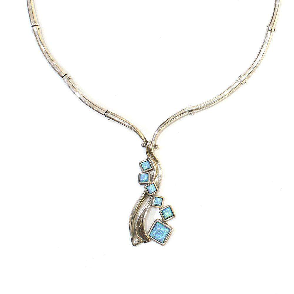 Silver & Opaline Necklet D211 - Ogham Jewellery