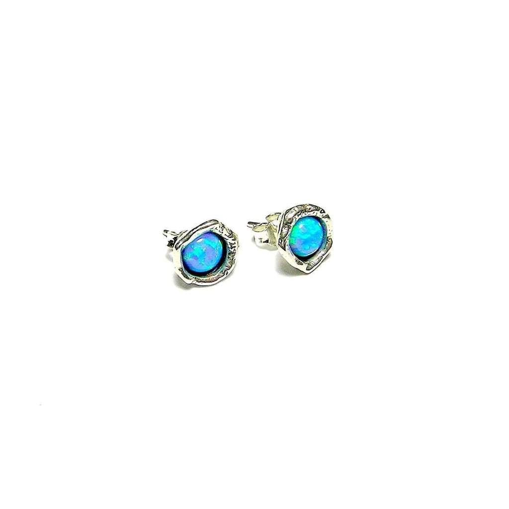 Silver & Opaline Stud Earrings E3116-Ogham Jewellery