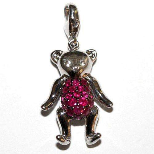 Silver & Ruby Teddy Bear Charm-Ogham Jewellery