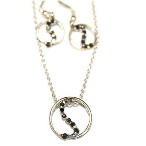 Silver &amp; Sapphire Pendant &amp; Earring Set-Ogham Jewellery