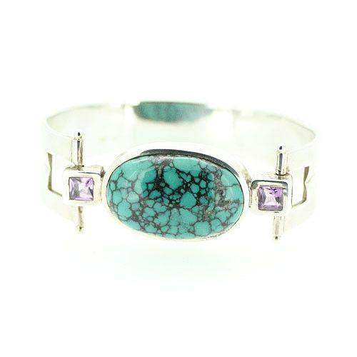Silver & Turquoise Bangle-Ogham Jewellery