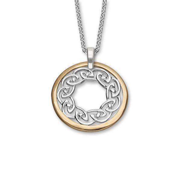Silver with Yellow or Rose Gold Celtic Pendant - P577-Ogham Jewellery