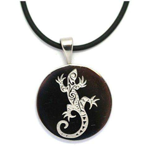 Stainless Steel Lizard Circle Pendant-Ogham Jewellery