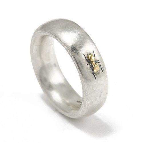 Sterling Silver & 18ct Ant Ring-Ogham Jewellery
