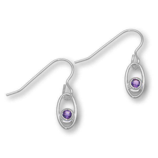 Sterling Silver & Amethyst Brthstone Earrings CE353-Ogham Jewellery