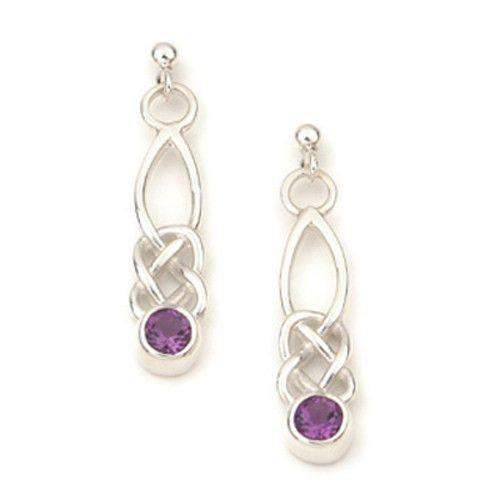 Sterling Silver Amethyst &amp; Celtic Earrings - CE273-Ogham Jewellery