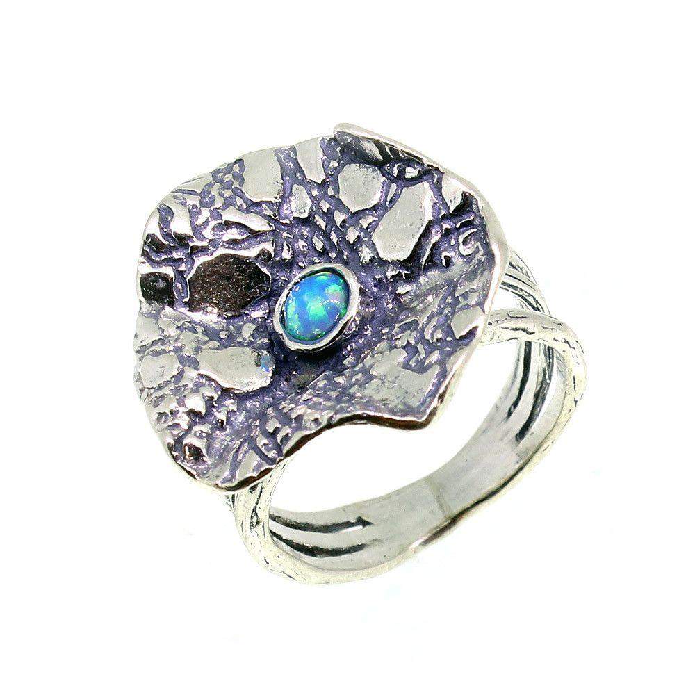 Sterling Silver And Flower Opaline Ring - R5875-Ogham Jewellery