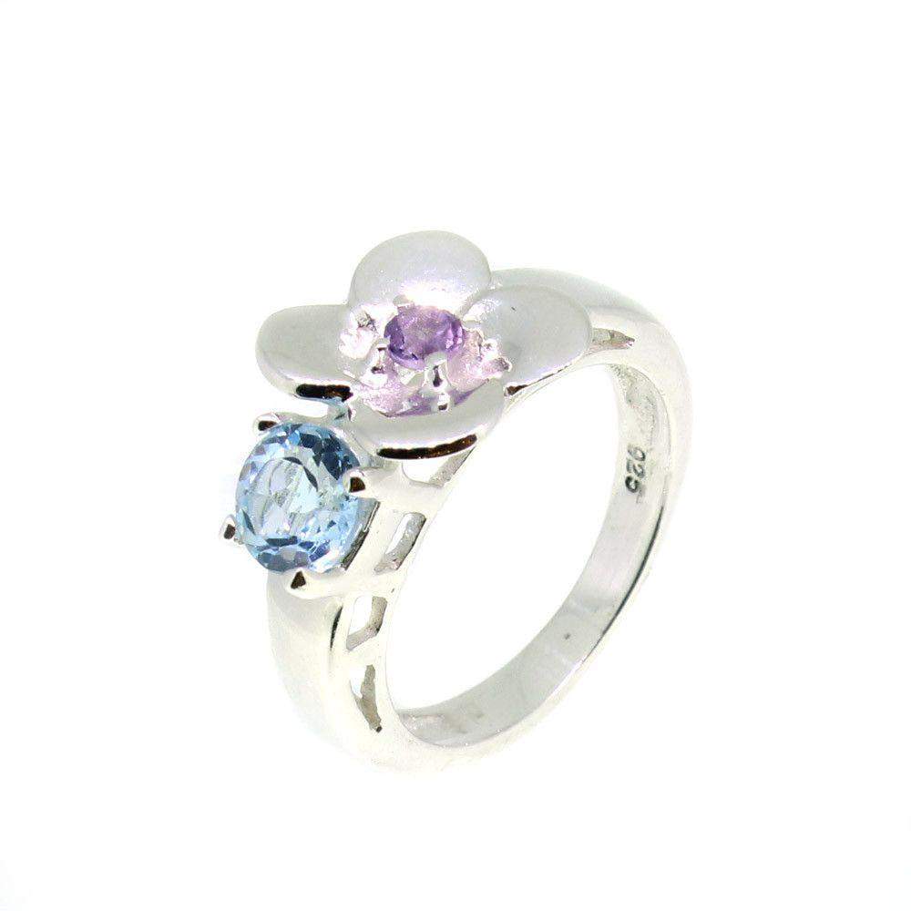 Sterling Silver And Flower Ring - RI0692-Ogham Jewellery