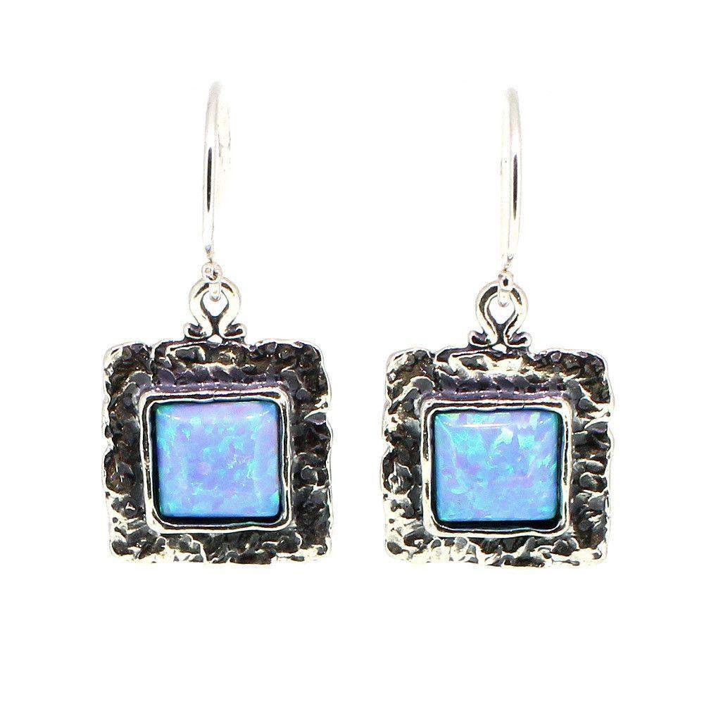 Sterling Silver And Opaline Drop Earrings - E8588-Ogham Jewellery