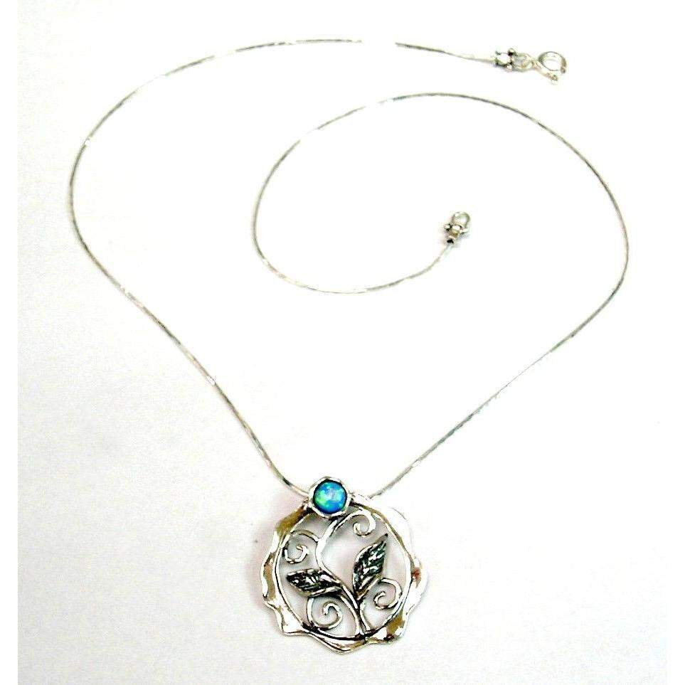 Sterling Silver and Opaline Pendant -N6111-Ogham Jewellery