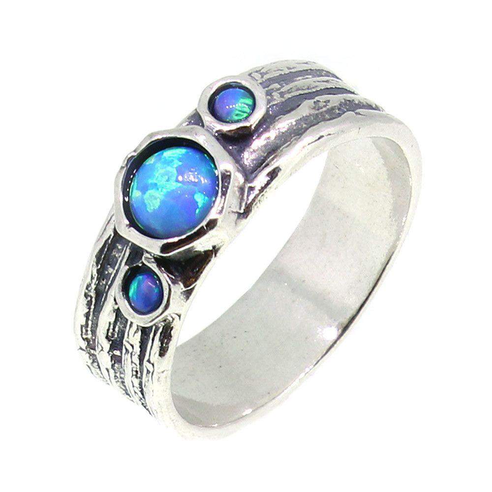 Sterling Silver And Opaline Ring - R4660-Ogham Jewellery