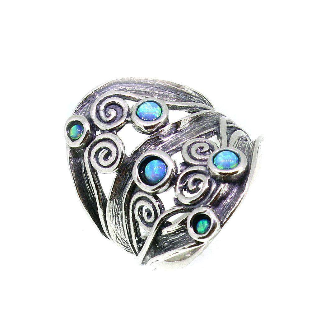 Sterling Silver And Opaline Ring - R8454-Ogham Jewellery