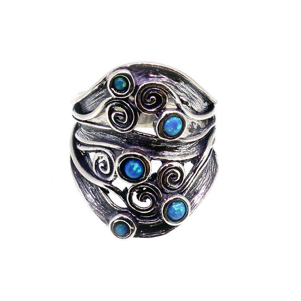 Sterling Silver And Opaline Ring - R8454-Ogham Jewellery