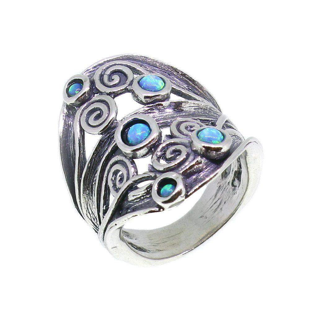 Sterling Silver And Opaline Ring - R8454-Ogham Jewellery