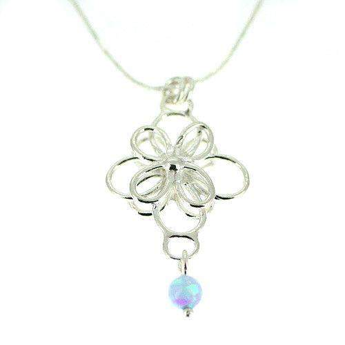 Sterling Silver and Pearl Opaline or Onyx Pendant - NW6646-Ogham Jewellery