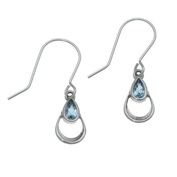 Sterling Silver & Aquamarine Birthstone Earrings CE405-Ogham Jewellery
