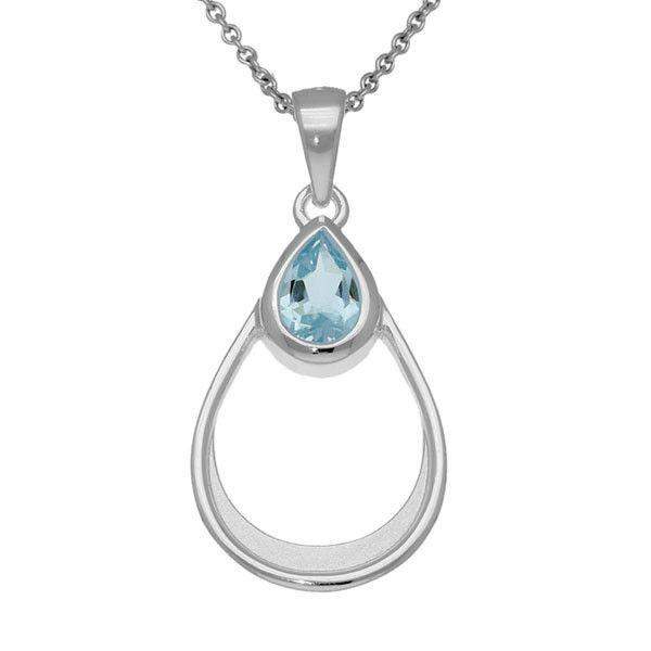 Sterling Silver & Aquamarine Birthstone pendant - CP332-Ogham Jewellery