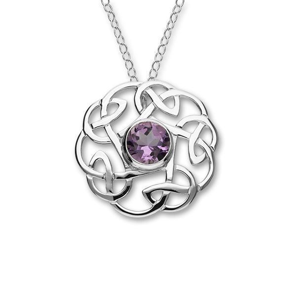 Sterling Silver Celtic Pendant with Amethyst - CP34-Ogham Jewellery