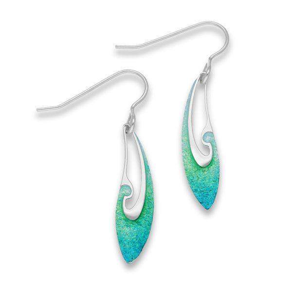 Sterling Silver &amp; Enamel Wave Earrings - EE452-Ogham Jewellery