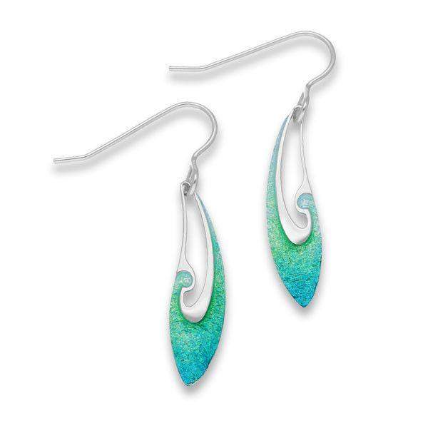 Sterling Silver & Enamel Wave Earrings - EE452-Ogham Jewellery